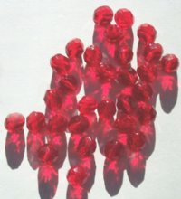 25 8mm Faceted Siam Ruby Firepolish Beads